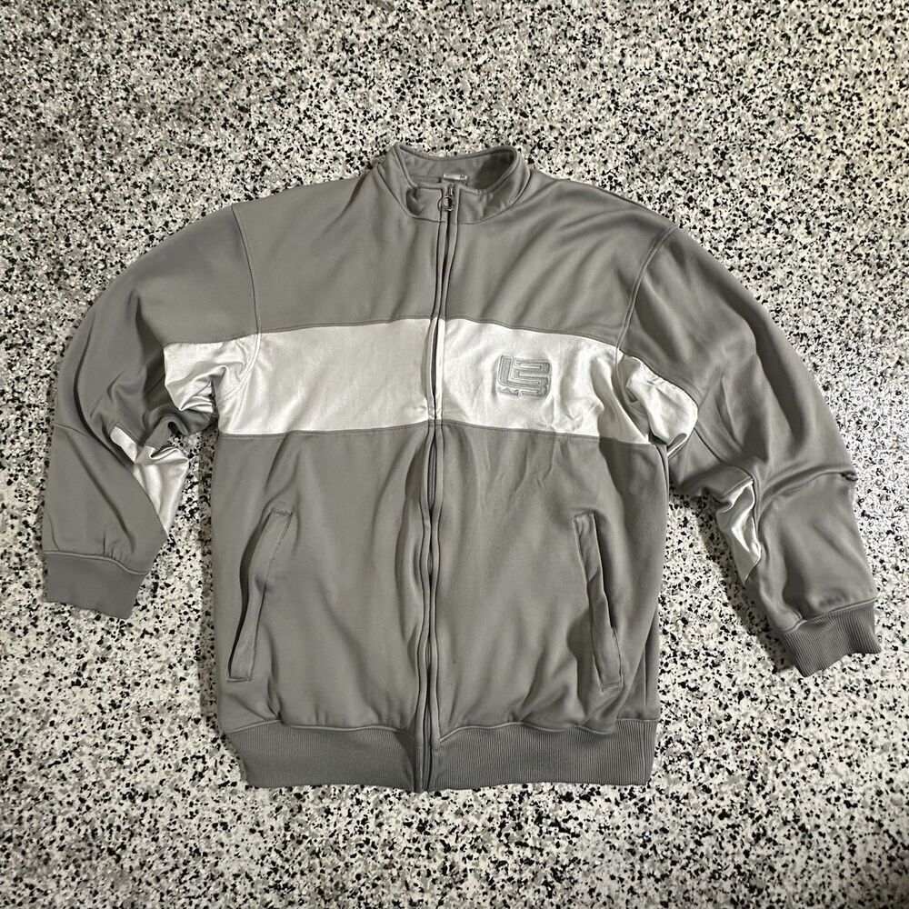 Vintage Nike Lebron James Full Zip Track Jacket Mens Medium Gray 00's Y2K